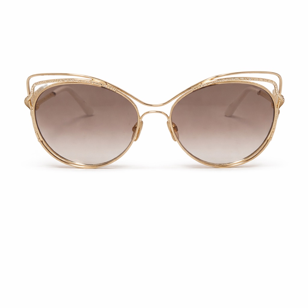 Roberto Cavalli Oversized Gold Tone Womenâs Sunglasses White Temple Tips
